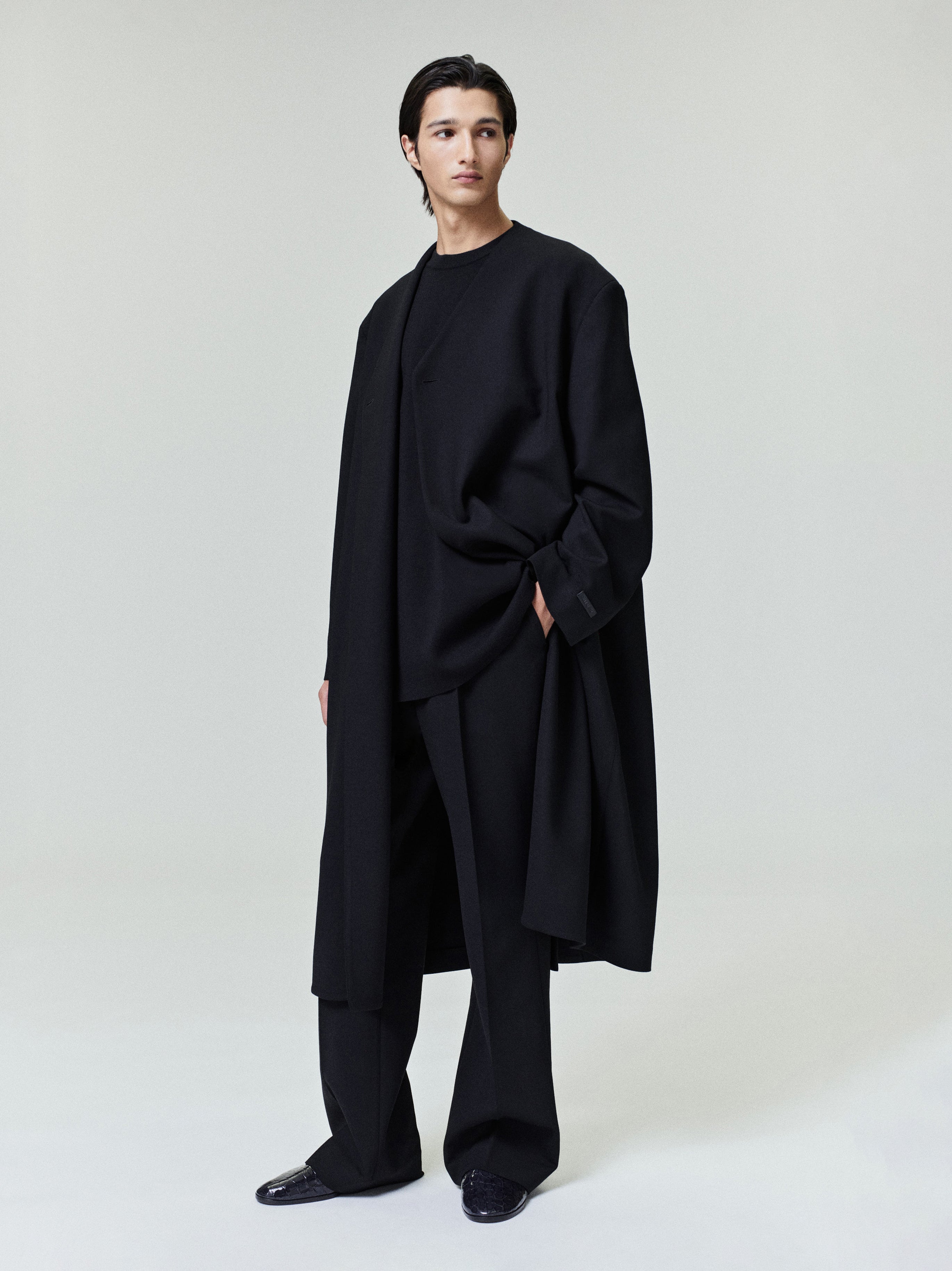 Double Weave Wool Double Breasted Lapelless Coat – Fear of God