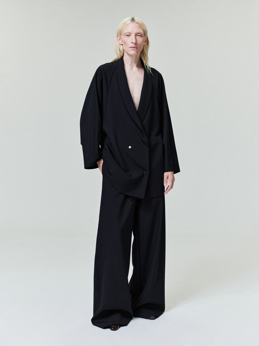 Womens Wool Ripstop Drawstring Pants Black / XS view 6