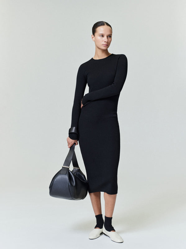 Womens Rib Long Sleeve Dress