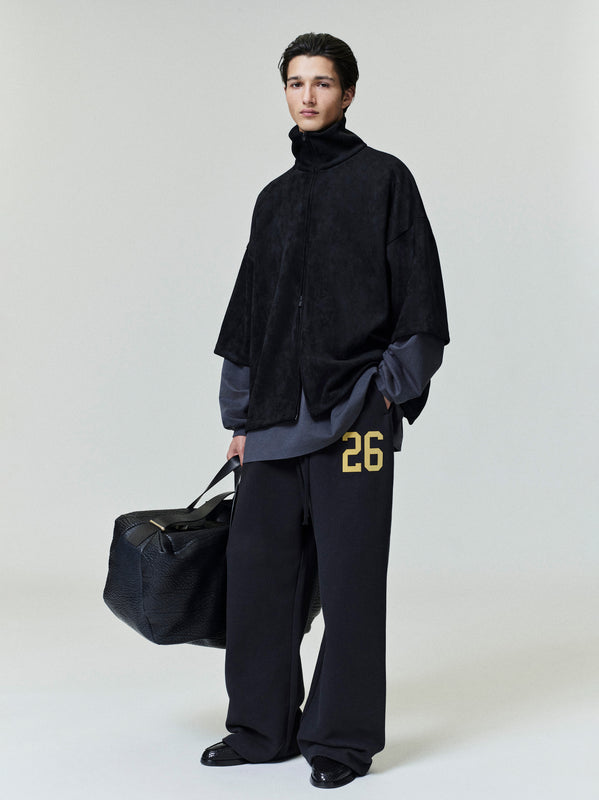 Suede Fleece High Neck 3/4 Sleeve Jacket