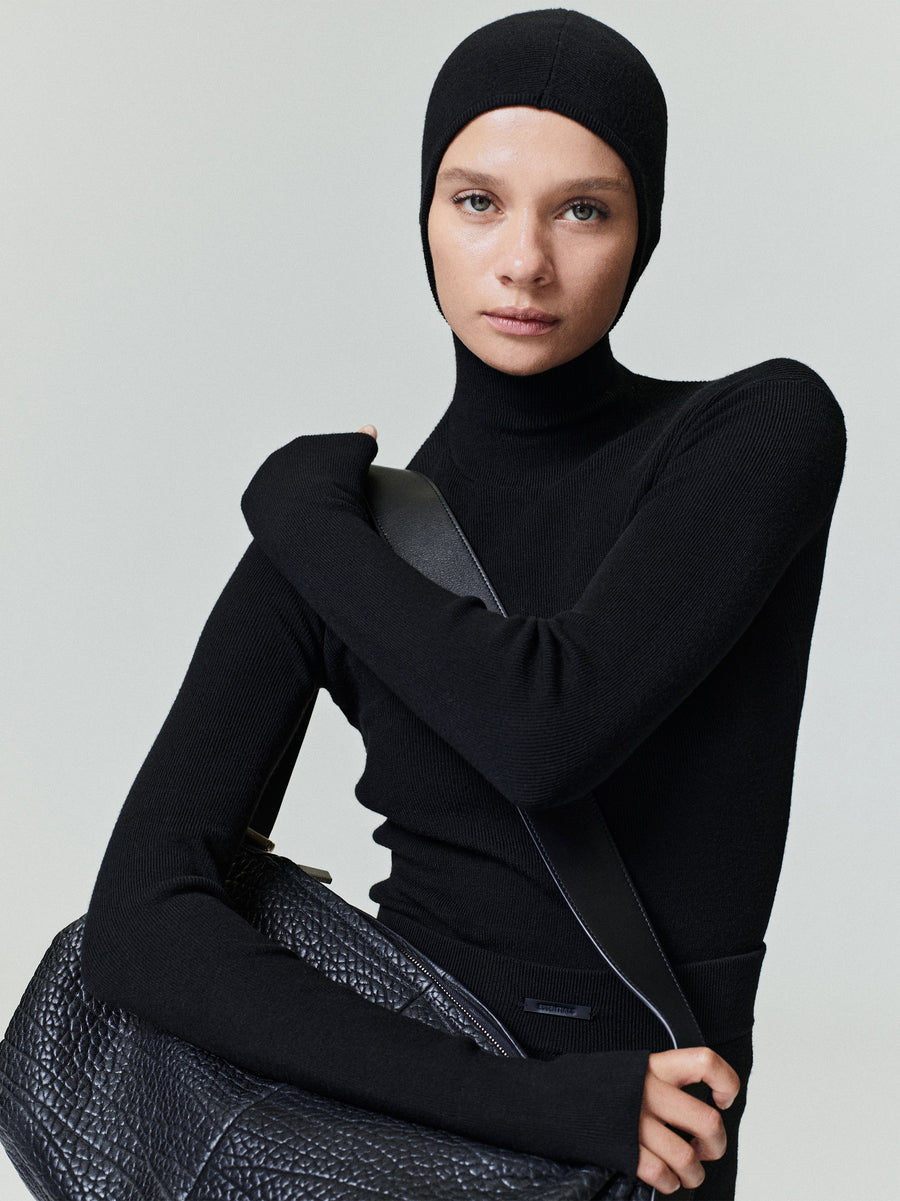 Women's Long Sleeve Hooded Rib Top