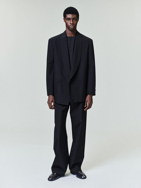 Double-Breasted Wool Poplin Shawl Collar Jacket view 1