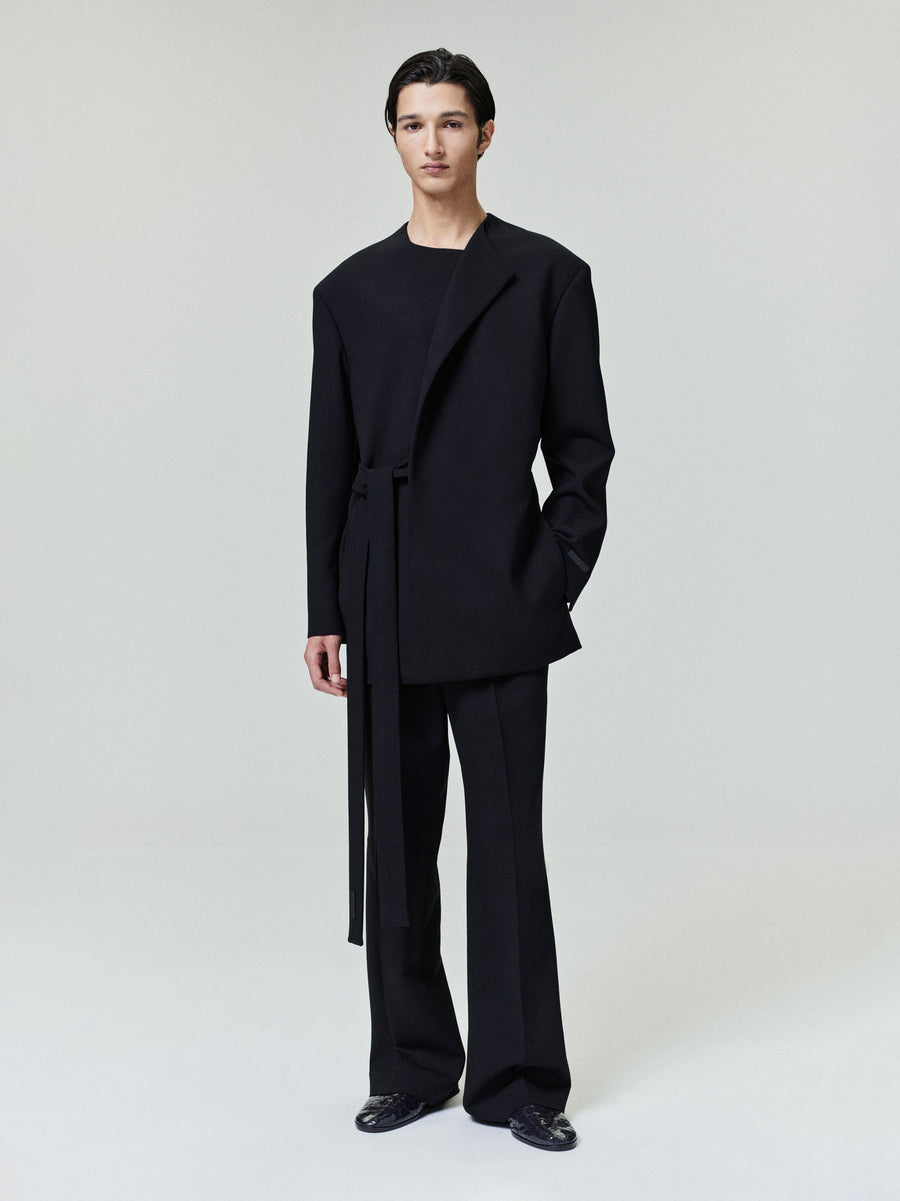 Double Weave Wool Crewneck Jacket Black / 46 view 1