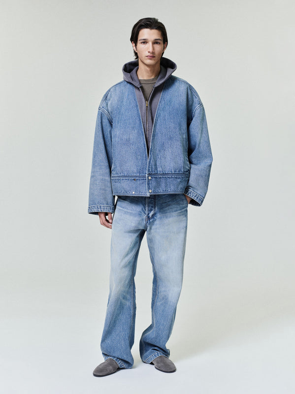 Denim Lapelless Jacket view 1