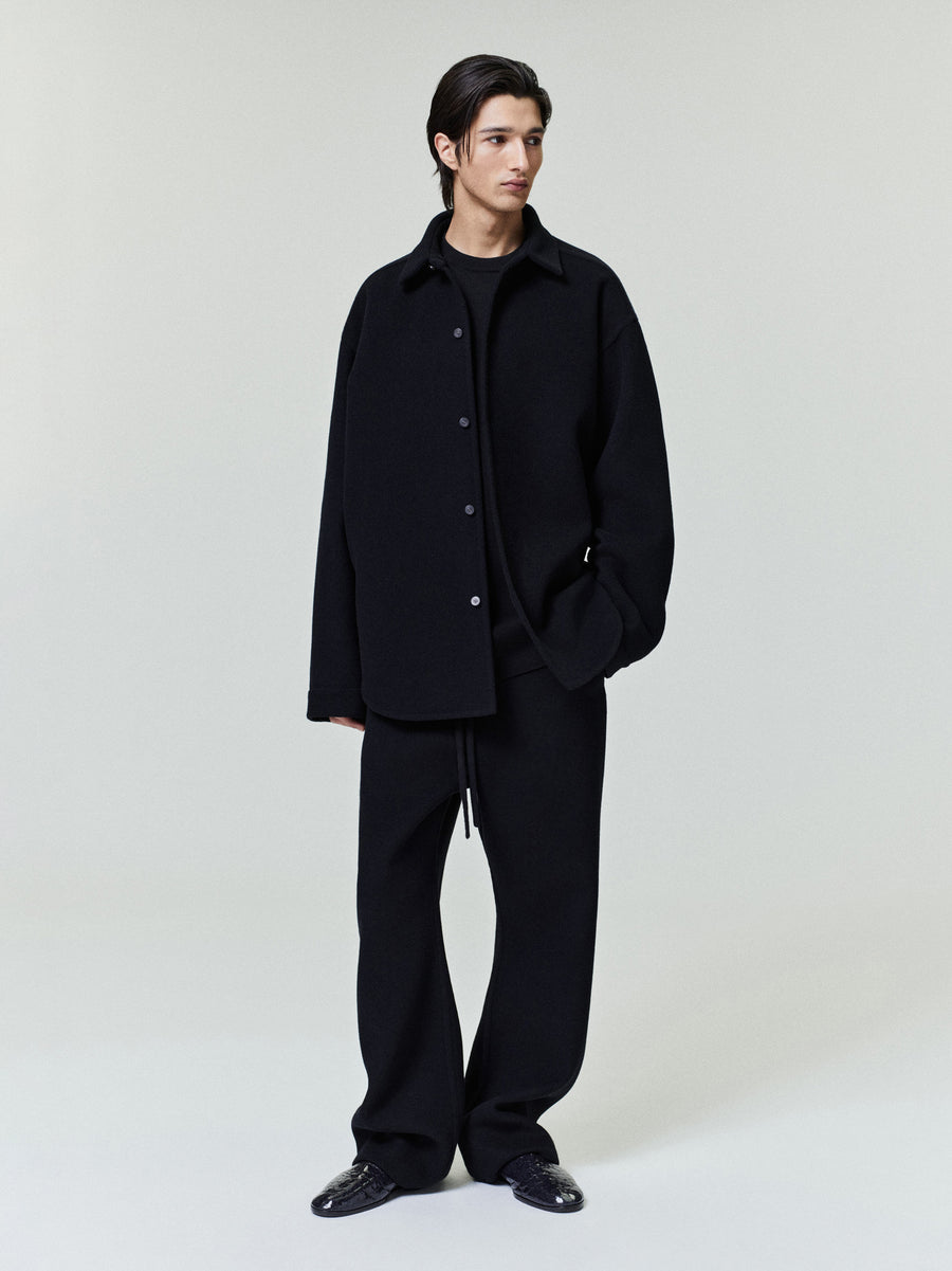 Double Face Wool Cashmere Relaxed Shirt Black / M view 3