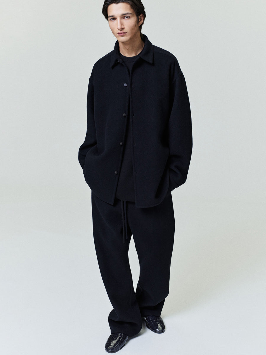Double Face Wool Cashmere Relaxed Shirt Black / M view 2