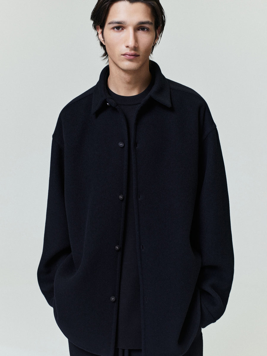 Double Face Wool Cashmere Relaxed Shirt Black / M view 1