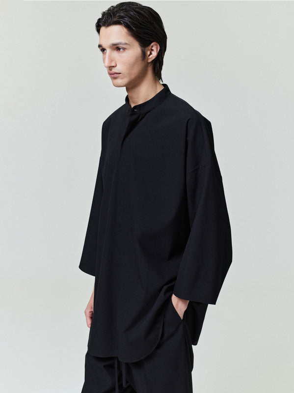 Cotton Wool Oxford Mandarin Relaxed Short Sleeve Shirt view 1