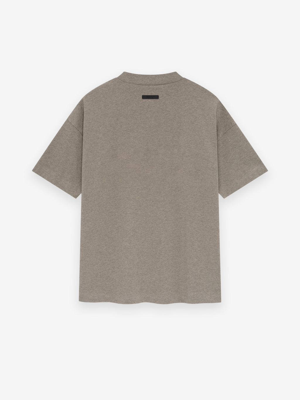 taupe cotton jersey short sleeve t-shirt with relaxed classic fit and small black rectangular label on upper back