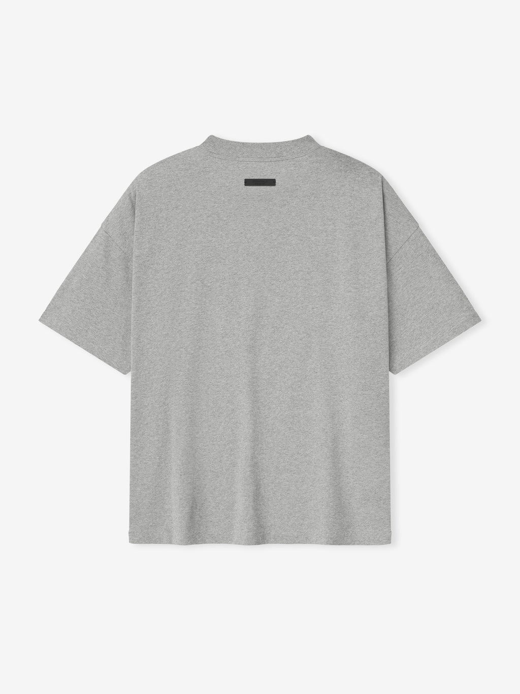 Back view of concrete heather London 90s Fit Tee showing plain fabric and small black label near neckline, file 125EU264202F_LONDON_90S_FIT_TEE-CONCRETE_HEATHER_2