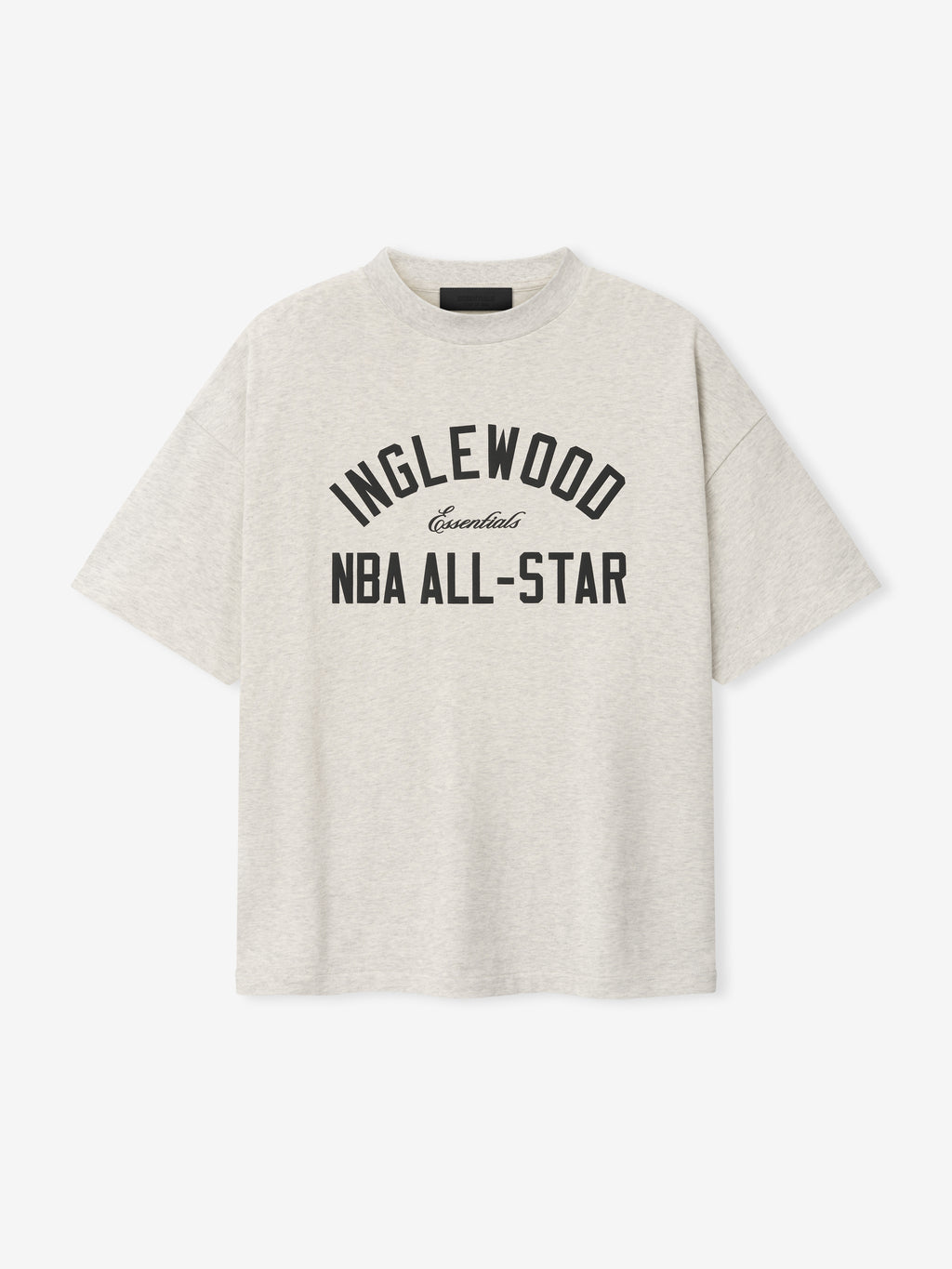 light beige oversized 90s-inspired heavy cotton jersey tee with Inglewood NBA All-Star text front center