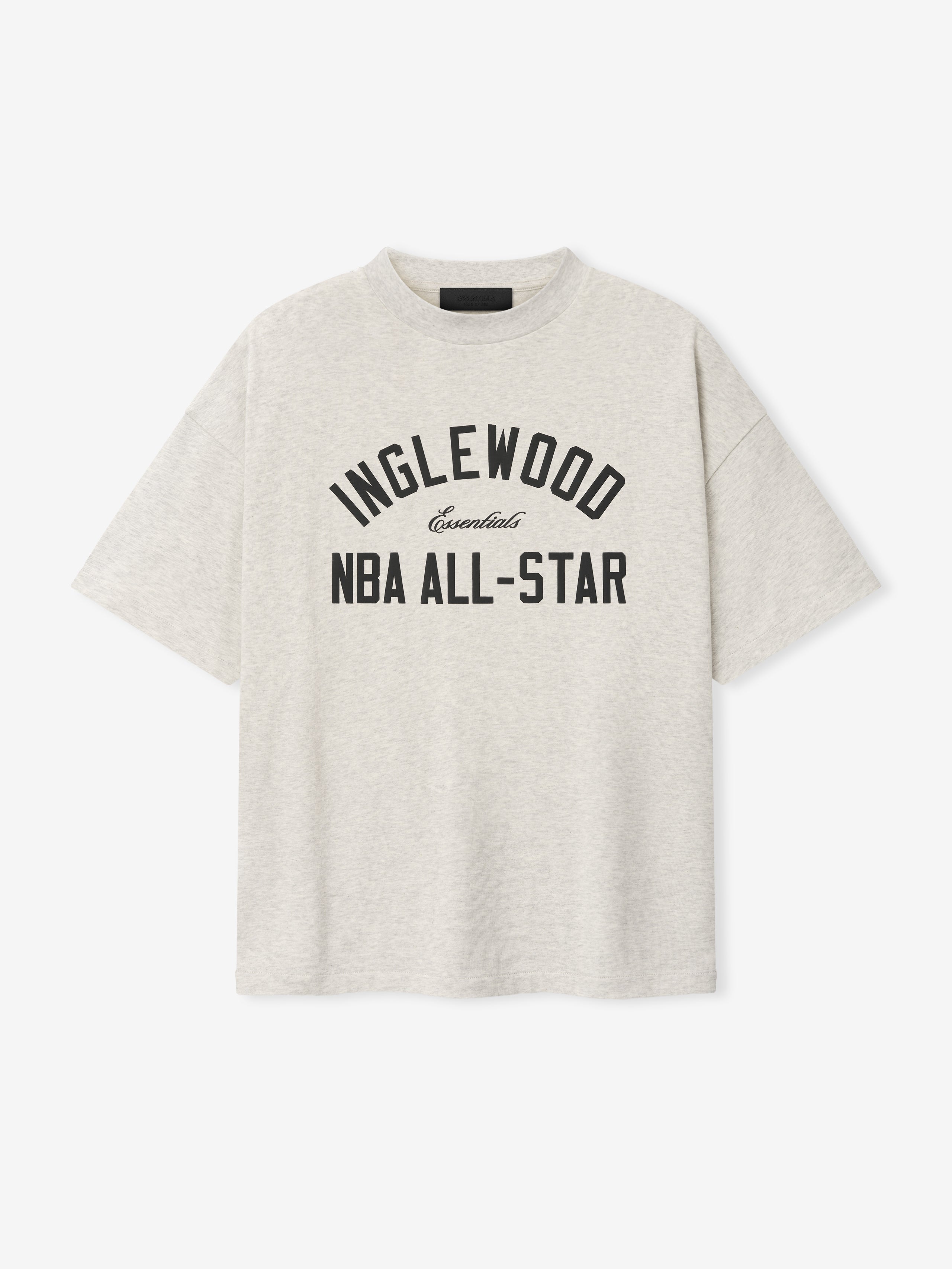light beige oversized 90s-inspired heavy cotton jersey tee with Inglewood NBA All-Star text front center