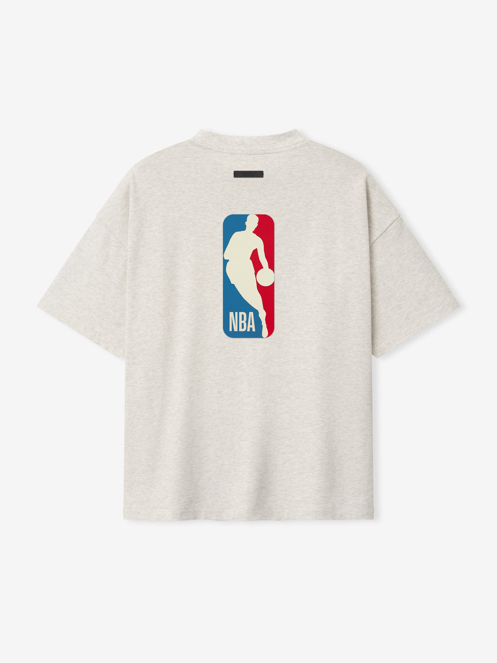 off-white oversized 90s cotton jersey tee with classic NBA logo centered on the back and relaxed fit silhouette