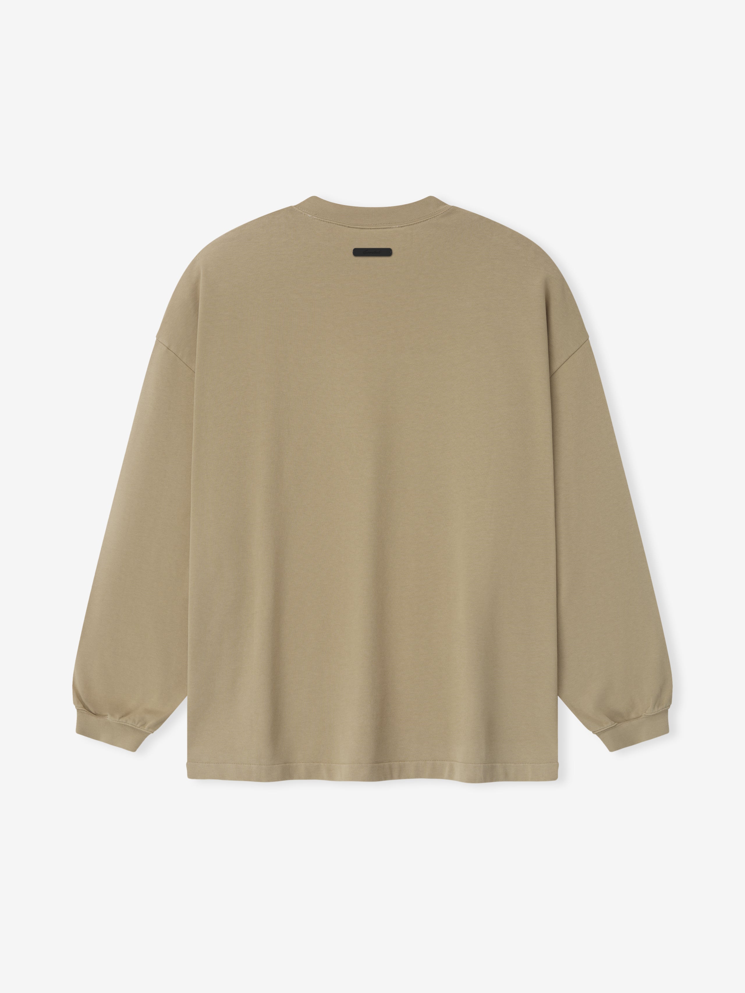heavyweight cotton jersey long sleeve tee in oversized 90s silhouette with pigment-dye finish and crewneck back view