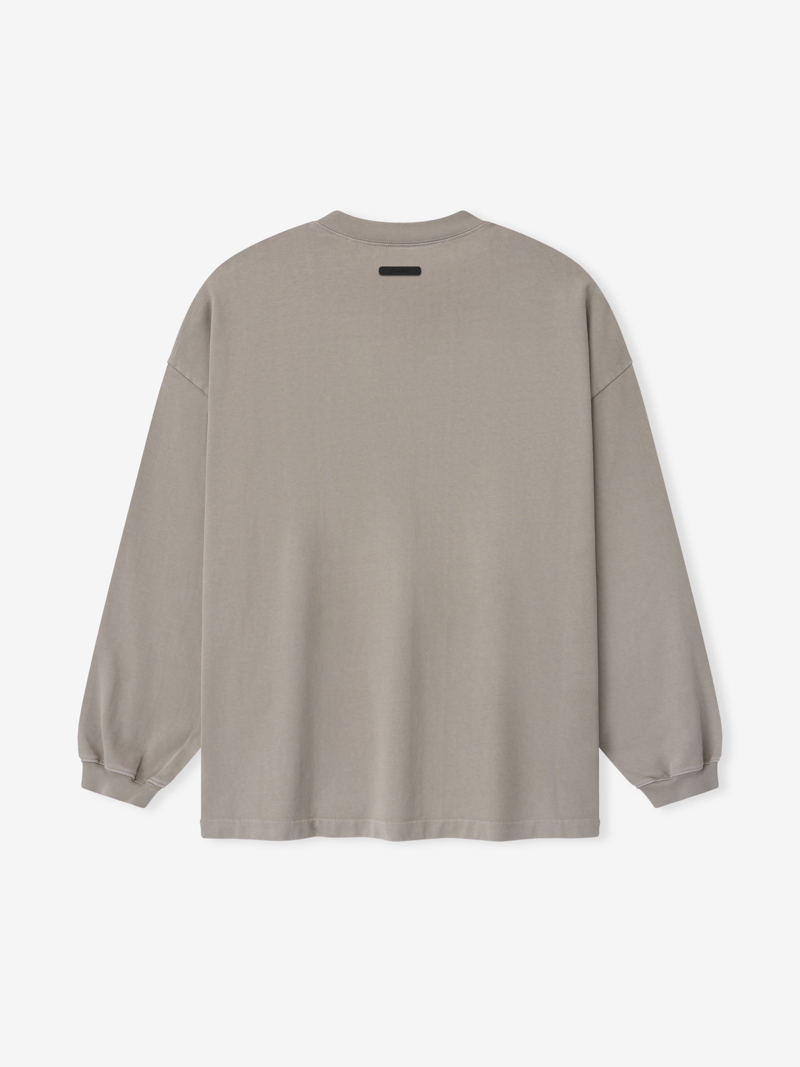 back view of oversized 90s-inspired long sleeve tee in heavyweight pigment-dyed cotton jersey