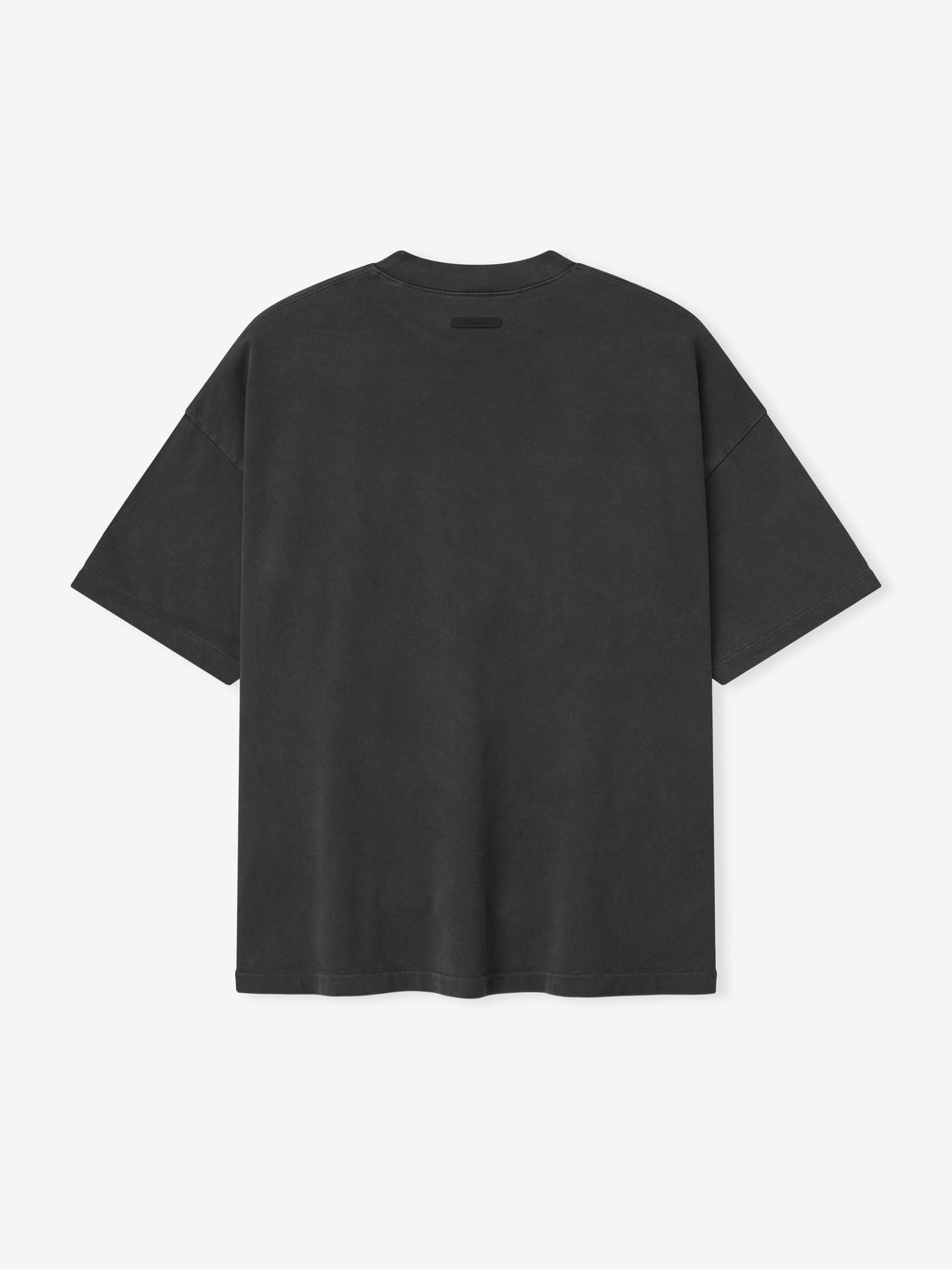 back view of oversized 90s fit short sleeve tee in heavyweight pigment-dyed cotton jersey in dark gray