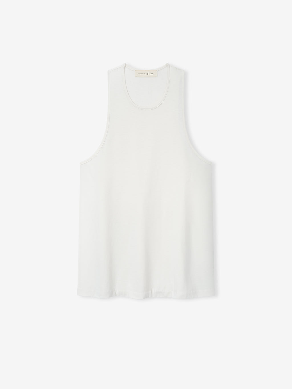White sleeveless top on a light beige background