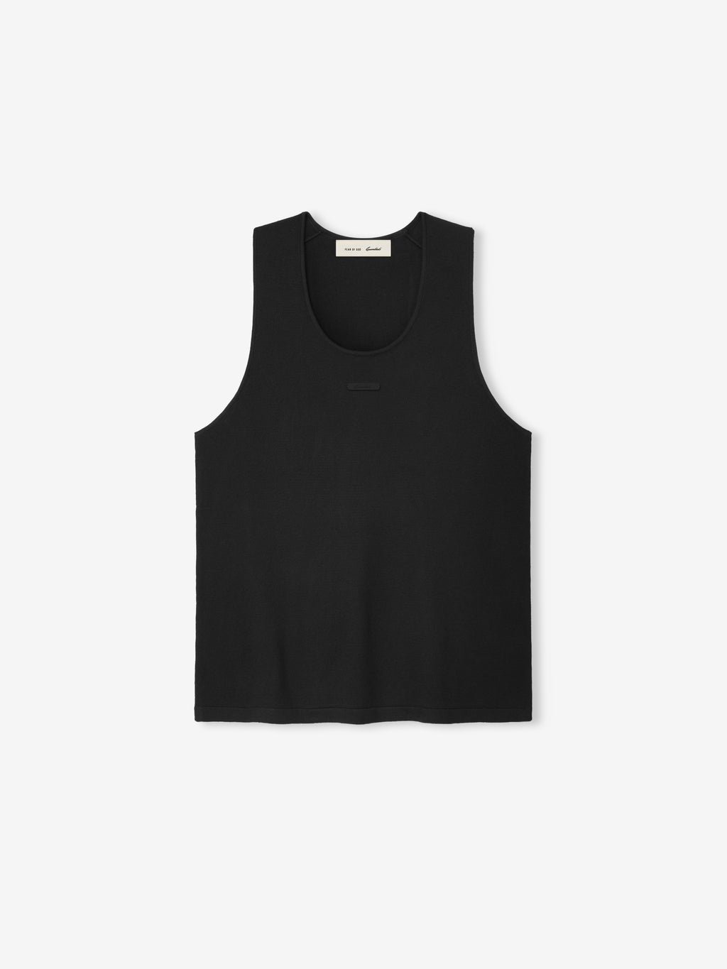 black knit tank top for women with classic relaxed fit and rounded neckline in soft jersey stitch