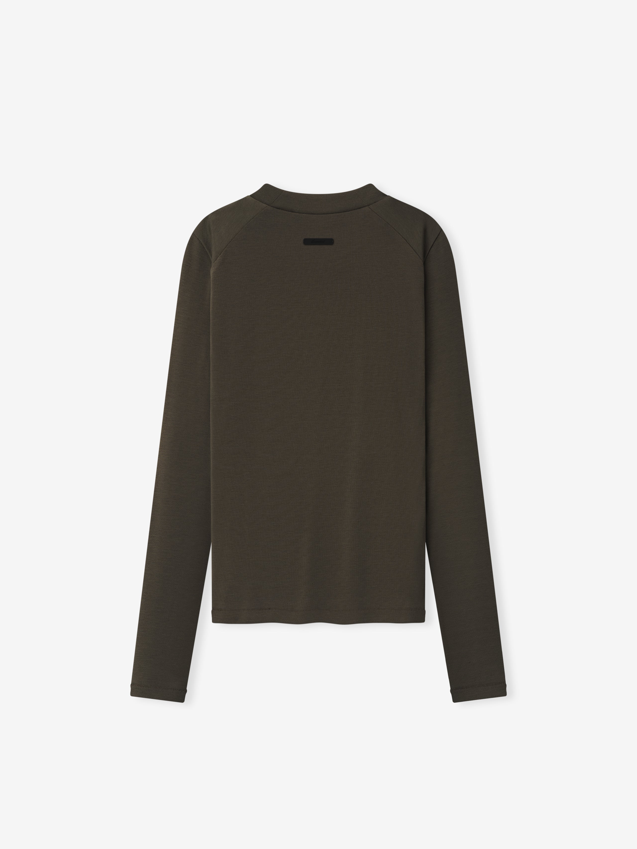 Dark brown long-sleeve top on a white background