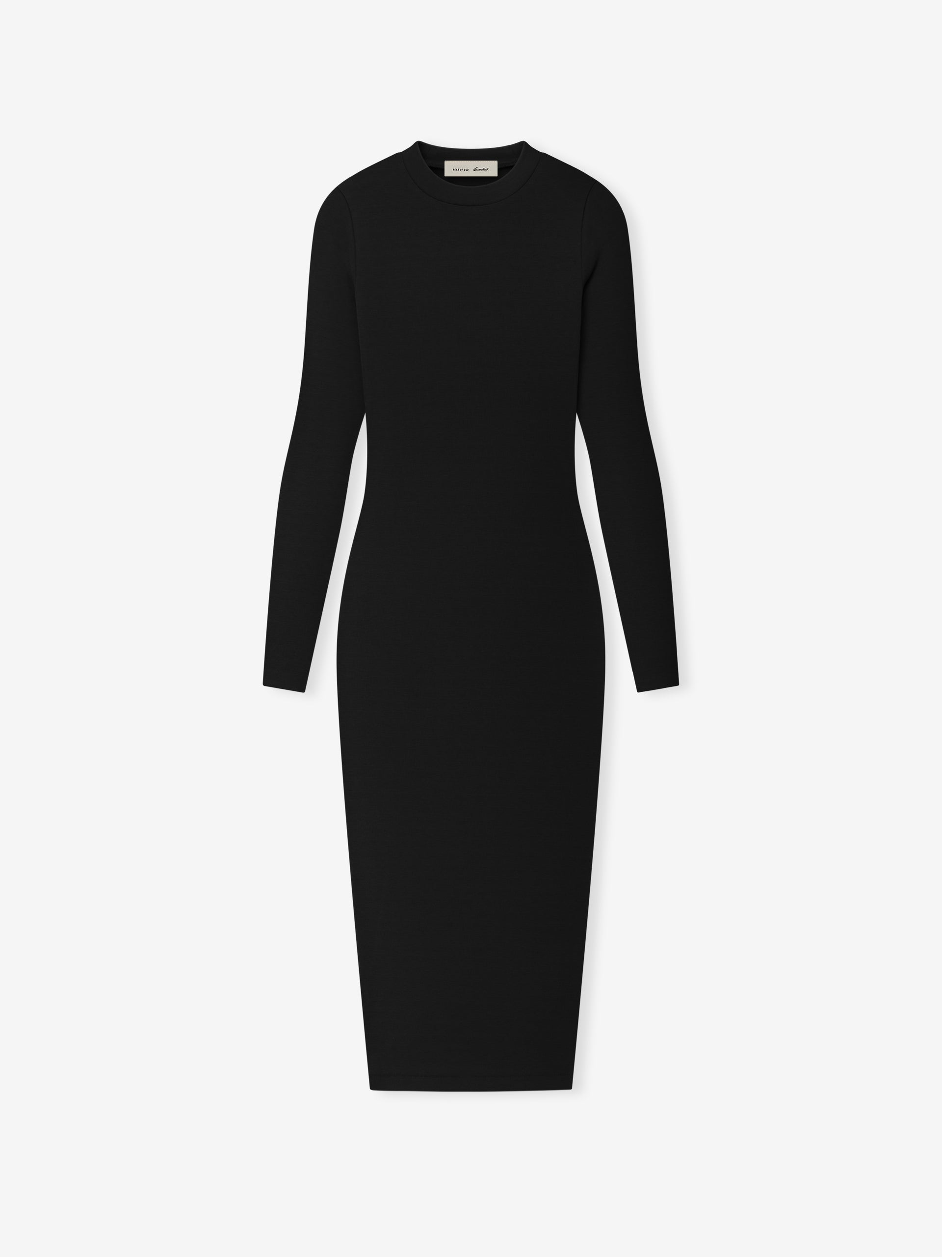 Womens Rib Knit Fitted Long Sleeve Dress, Vintage Black / XS