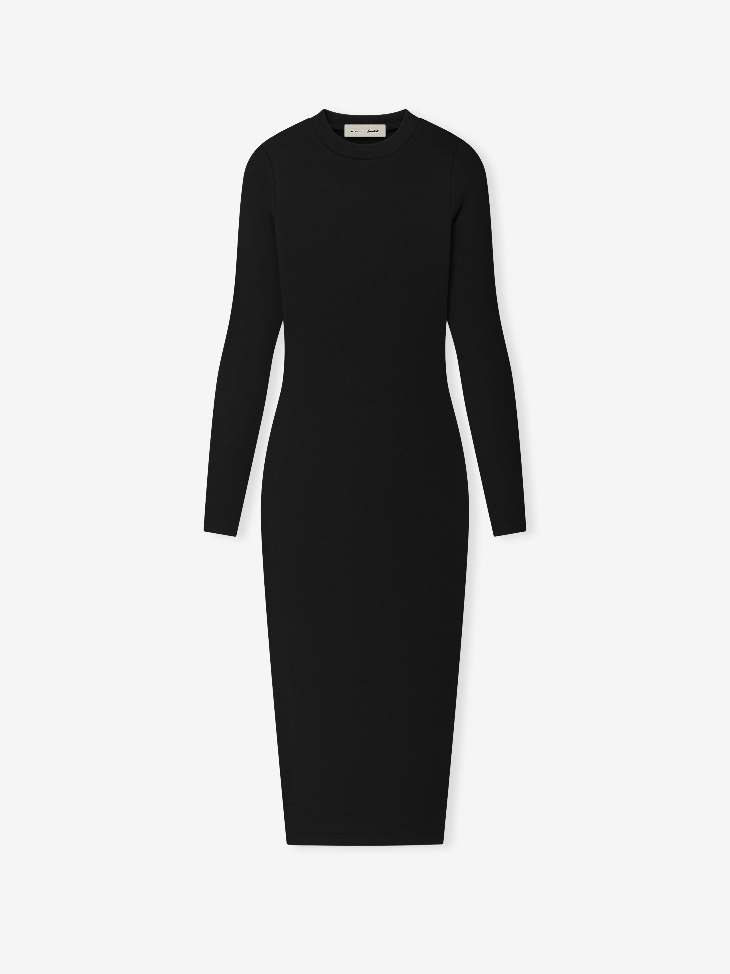 Womens Rib Knit Fitted Long Sleeve Dress, Vintage Black / XS