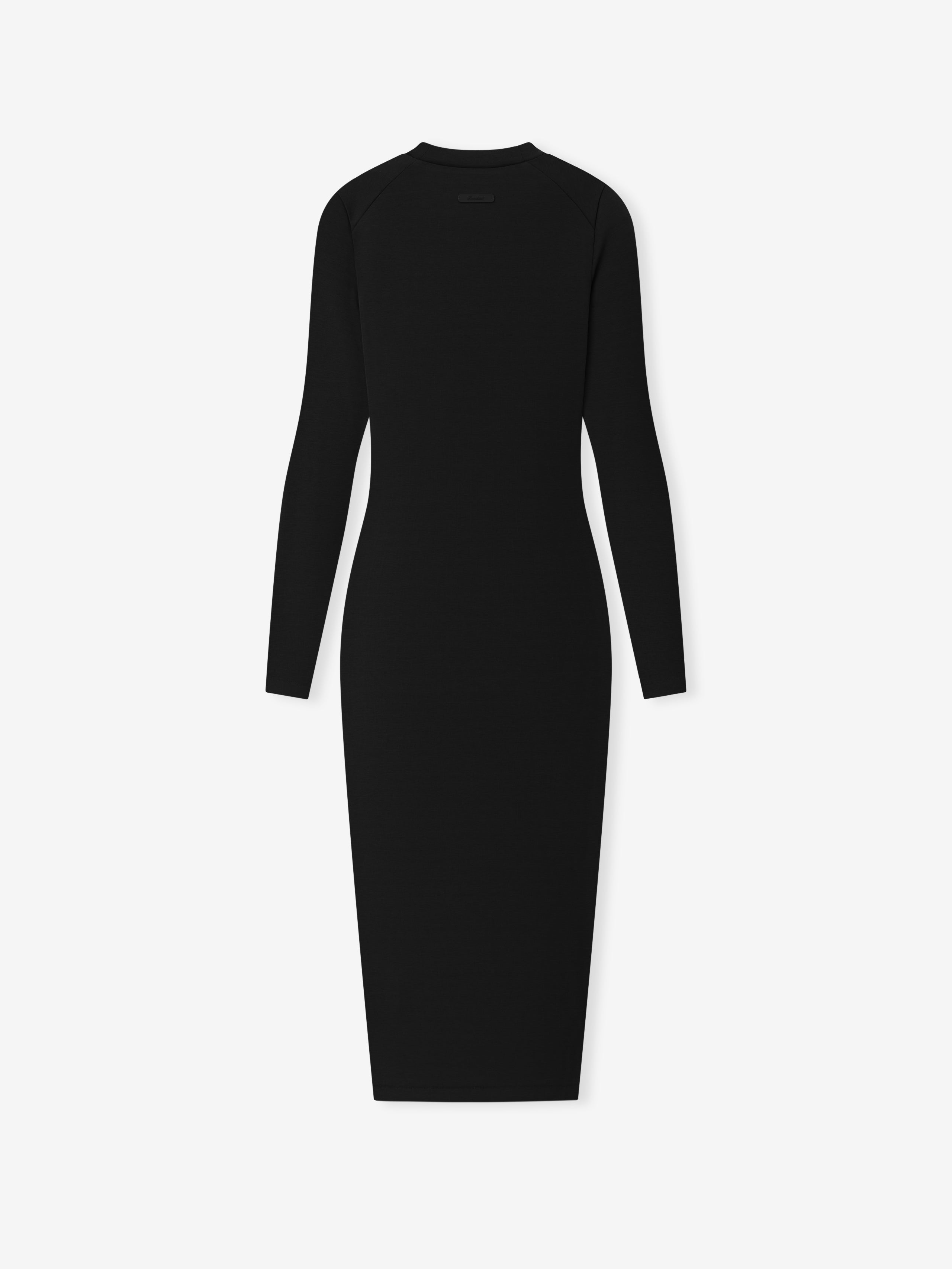 Womens Rib Knit Fitted Long Sleeve Dress, Vintage Black / XS
