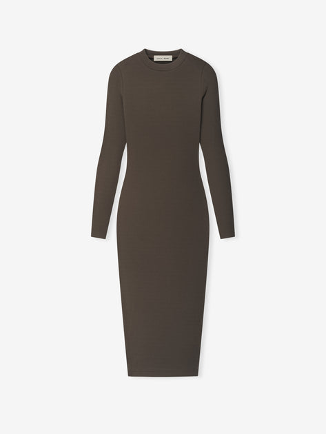 brown fitted dress Fear of God Fitted Long Sleeve Dress