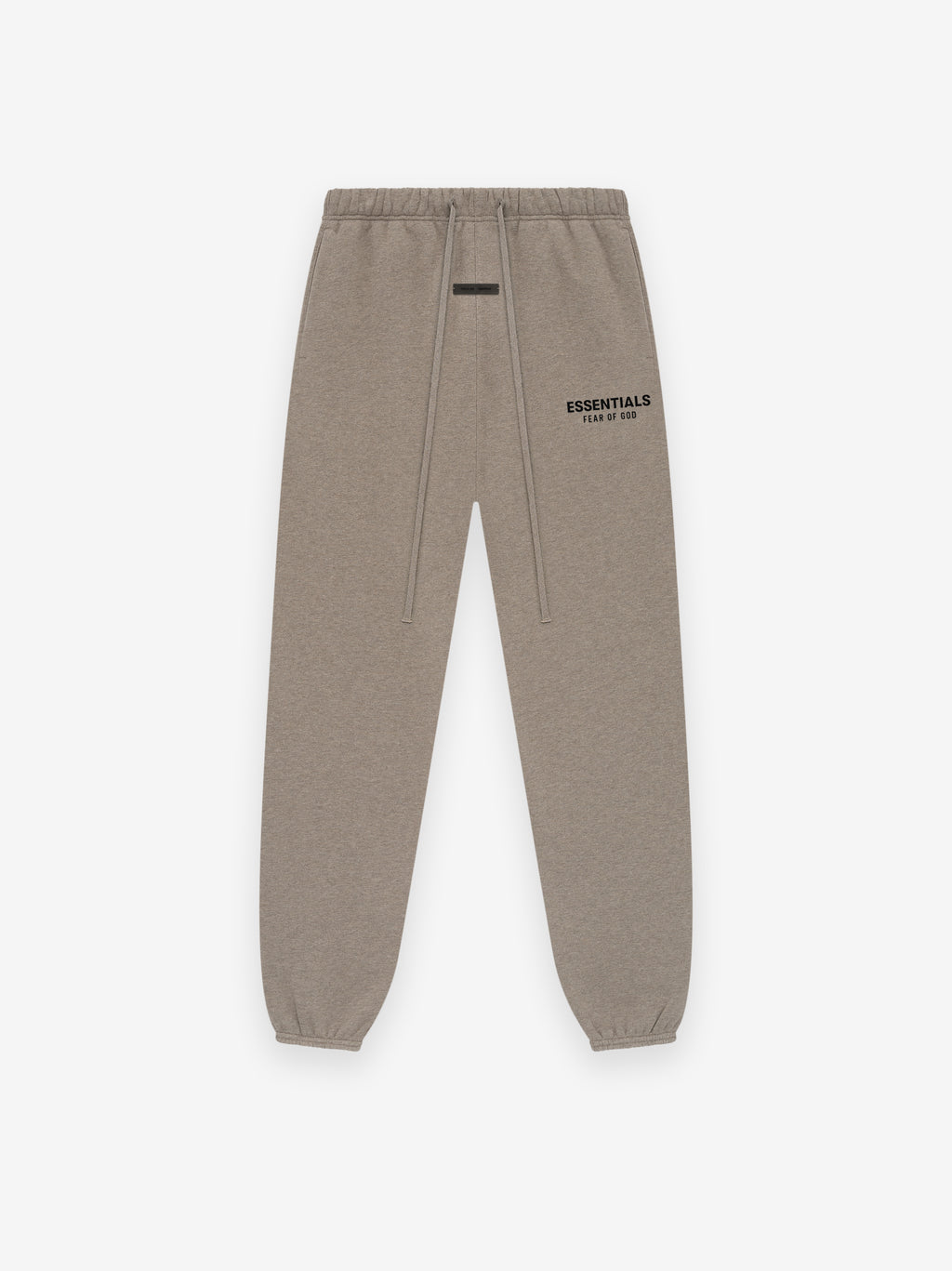 Homestead Heather Classic Fit fleece sweatpant with elastic cuffs and ESSENTIALS Fear of God logo on thigh shown flat