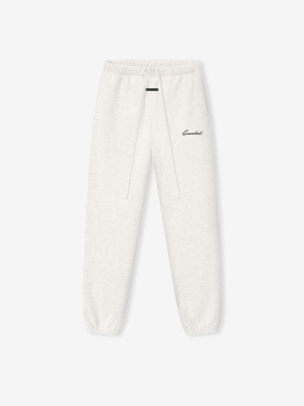 off-white classic sweatpant with elastic waistband, cuffs, and small black signature logo on left thigh
