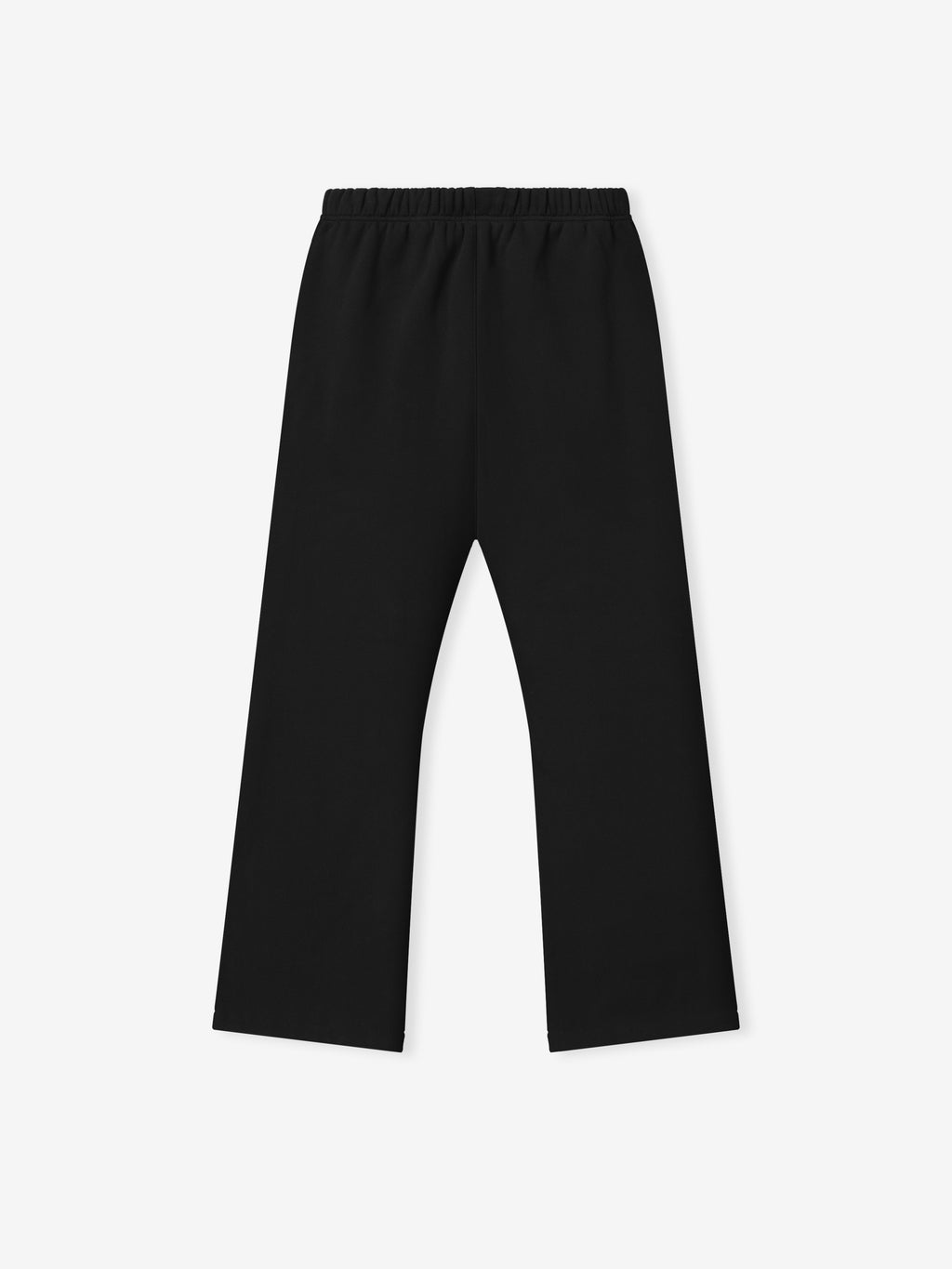 black relaxed fit sweatpant with flared leg and elastic waistband in core fleece fabric