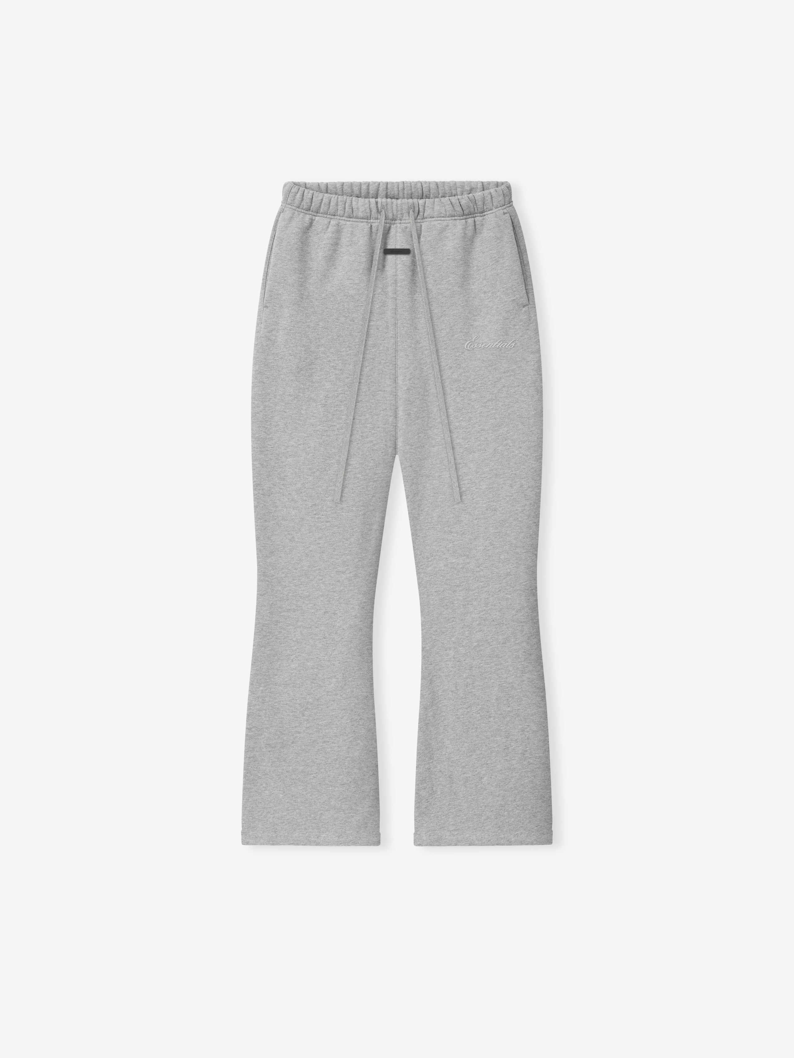 light gray women's relaxed fit flare sweatpants with adjustable drawstring waist and side pockets