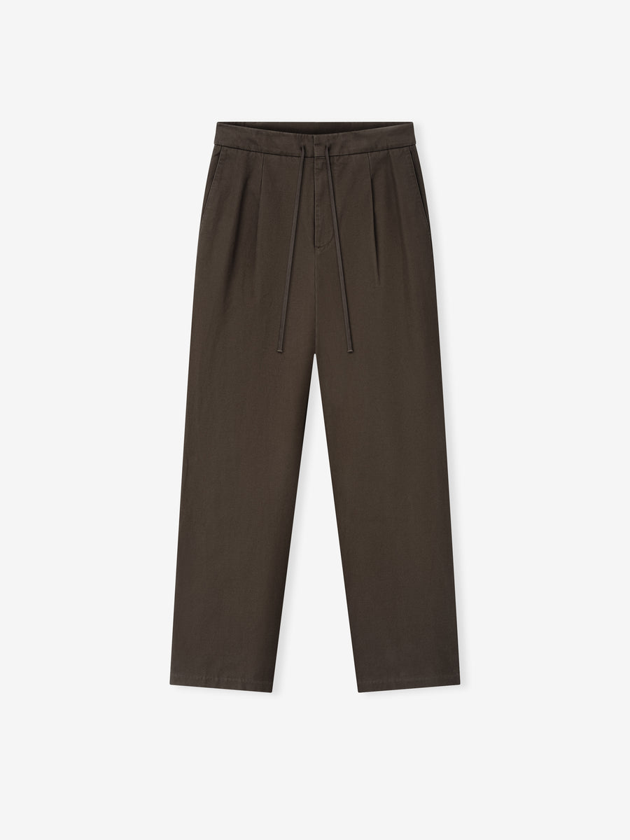 Cotton Canvas Pleat Front Pant Brown / XS view 1