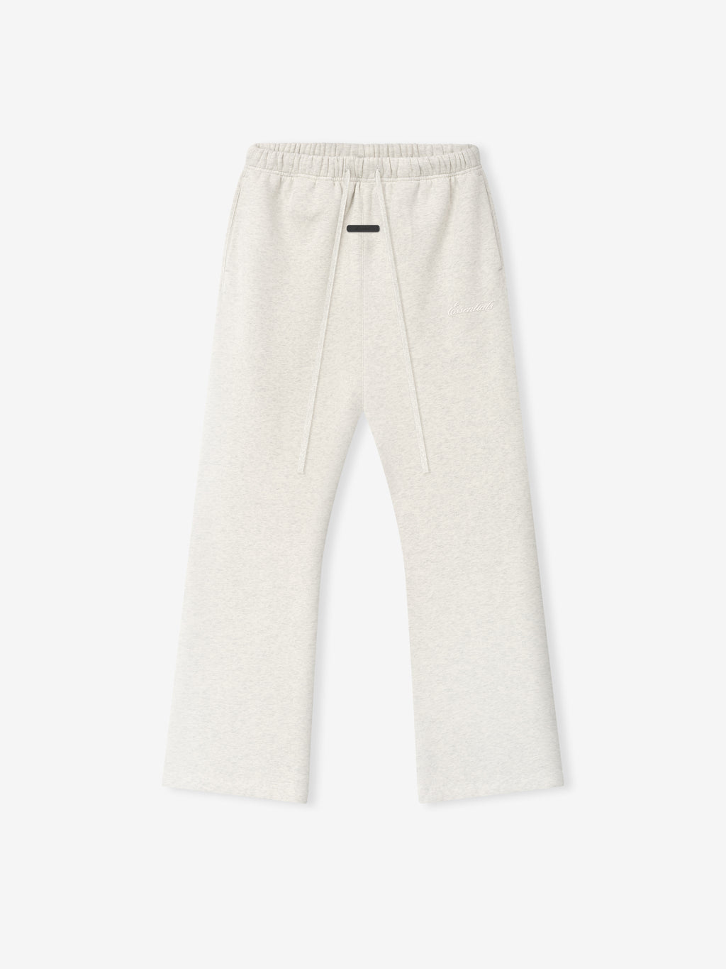 off-white relaxed fit flare sweatpants with elastic waistband and drawstring made from heavyweight core fleece