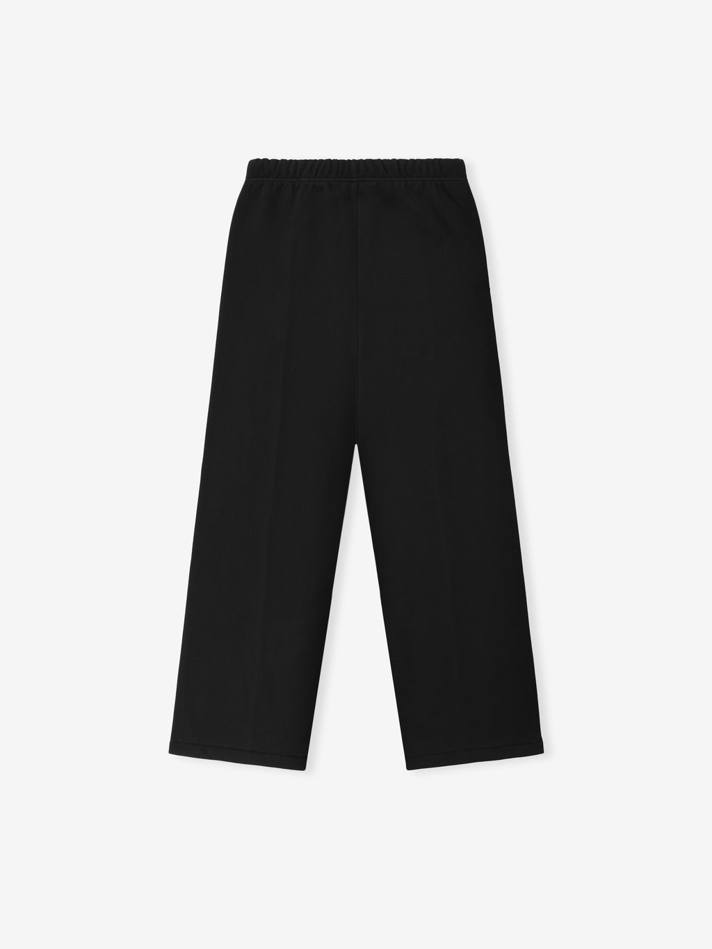 black oversized lounge sweatpants with elastic waistband and embroidered Essentials signature logo on leg