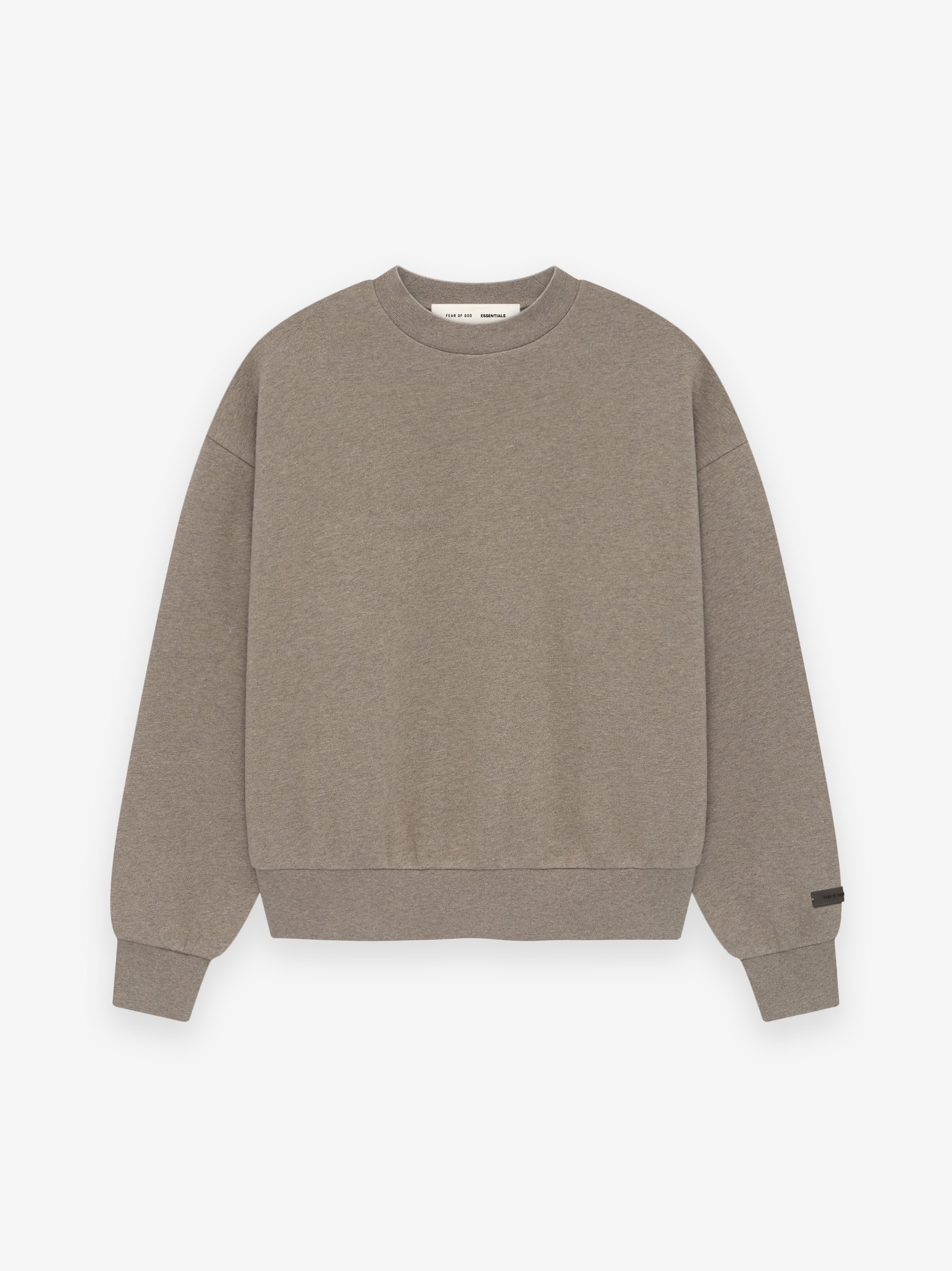 Flat lay of Homestead Heather Classic Crewneck Sweatshirt with relaxed fit and ribbed cuffs on white background