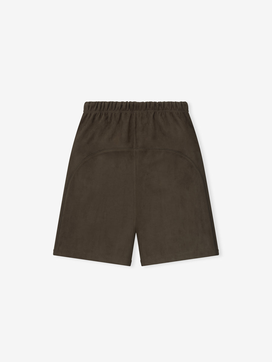 Suede Fleece Signature Relaxed Sweatshort W/ Piping Brown / XS view 2