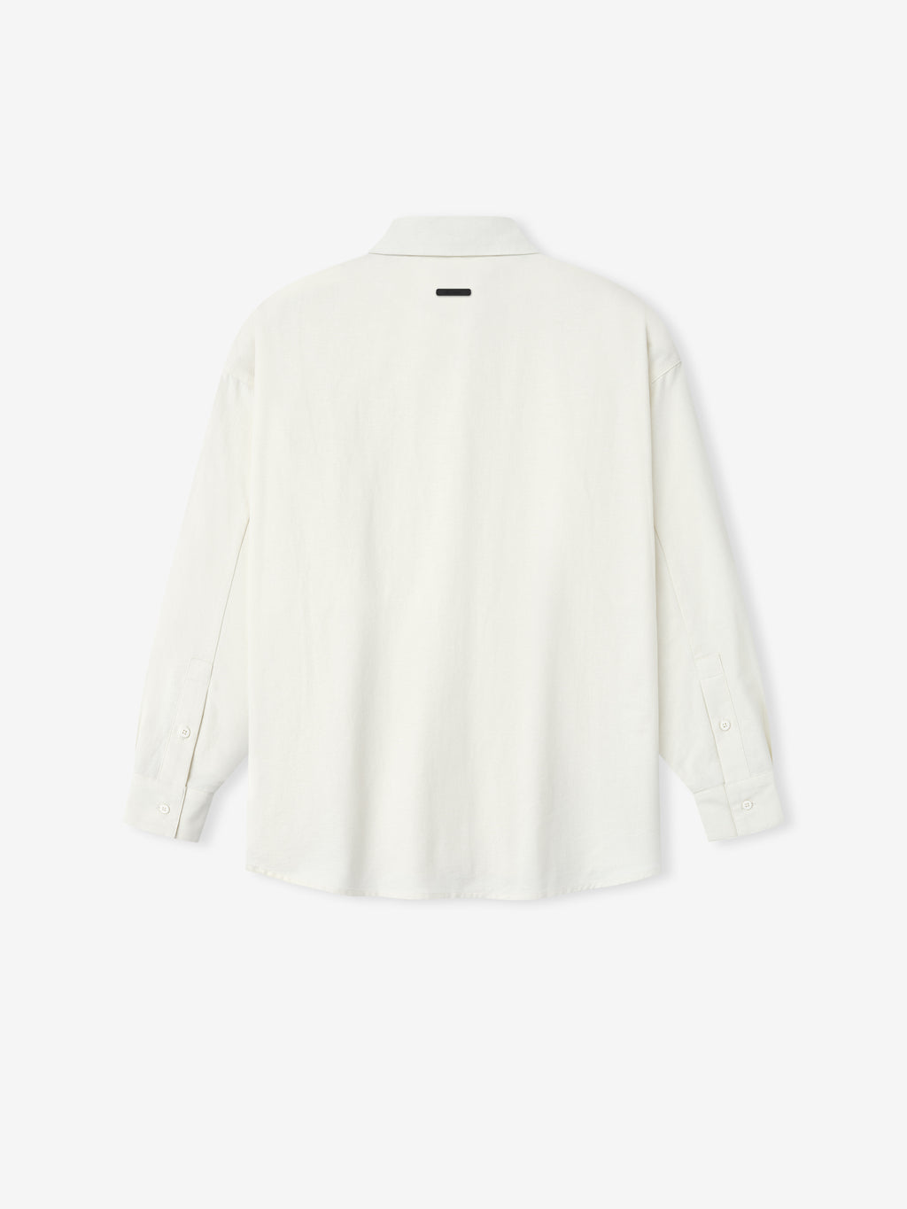back view of womens relaxed fit white cotton oxford button-down shirt with long sleeves and classic collar