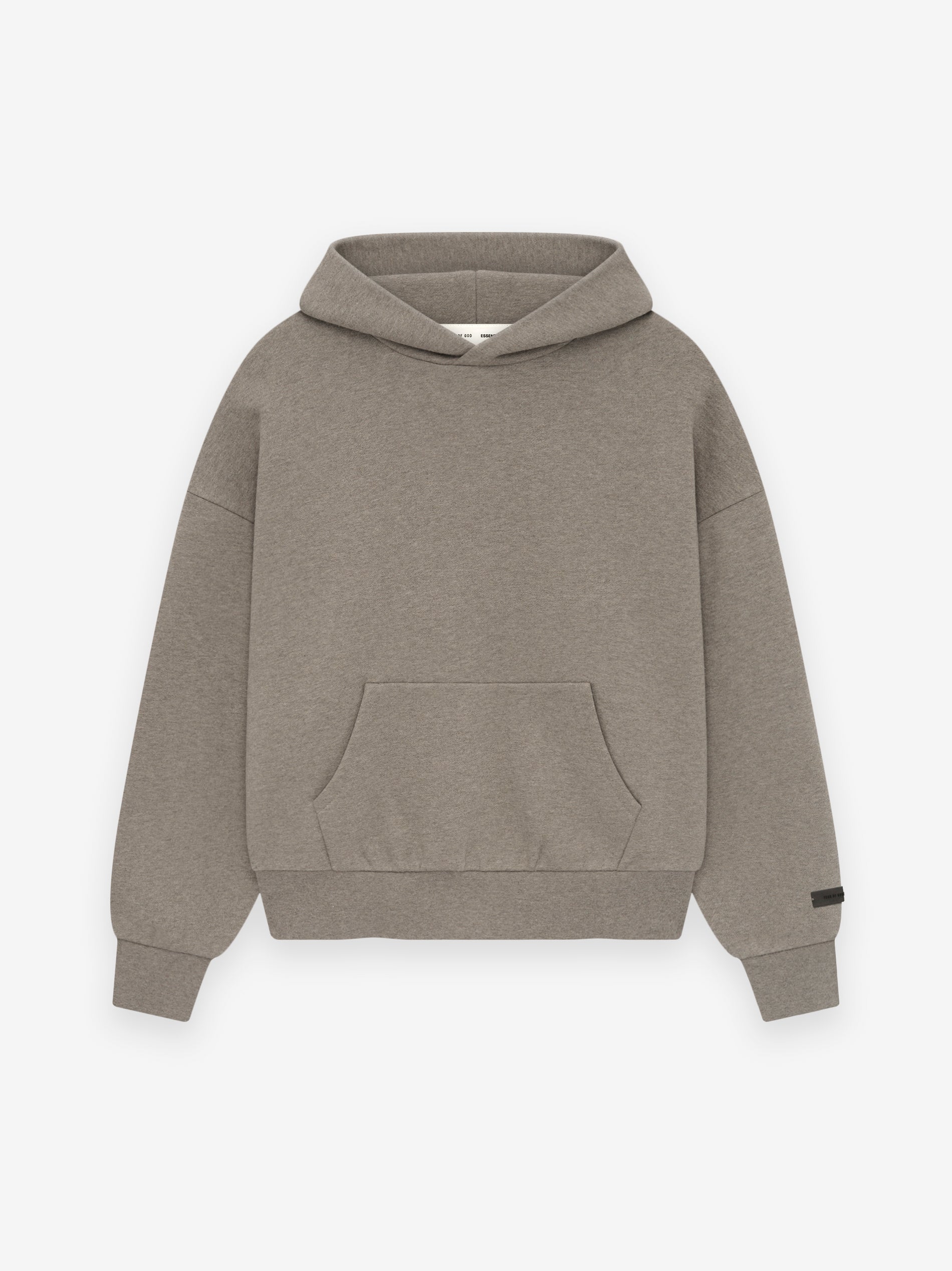 Homestead Heather Classic Fit Fleece Hoodie laid flat, front view with pouch pocket and hood, gallery image 0.