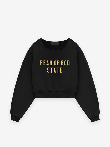 Womens Heavy Fleece Raw Cropped Crewneck