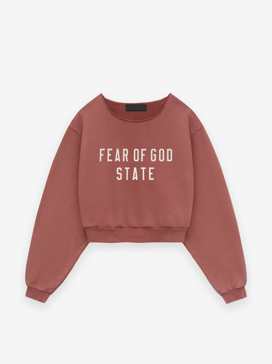 Womens Heavy Fleece Raw Cropped Crewneck - Fear of God