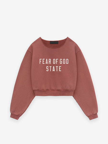 Womens Heavy Fleece Raw Cropped Crewneck