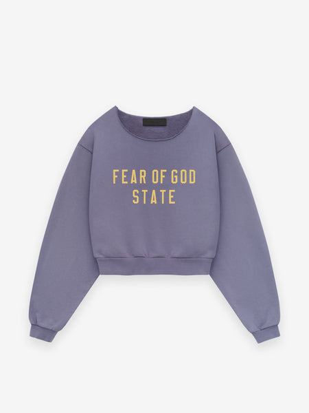 Womens Heavy Fleece Raw Cropped Crewneck