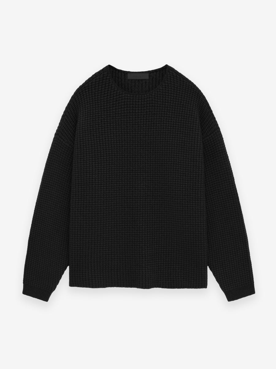 Heavy Waffle Crewneck Sweater Black ESSENTIALS Fear of God