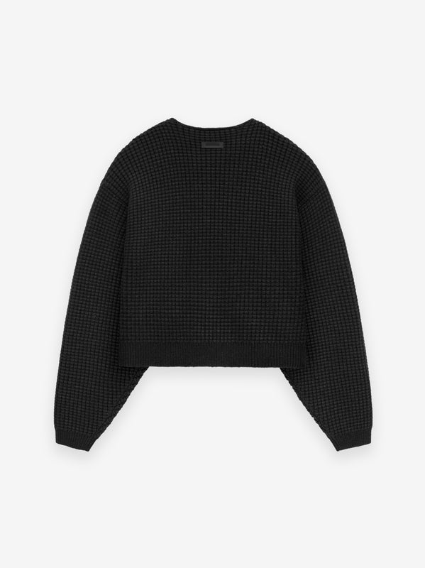 Womens Heavy Waffle Cropped Crewneck