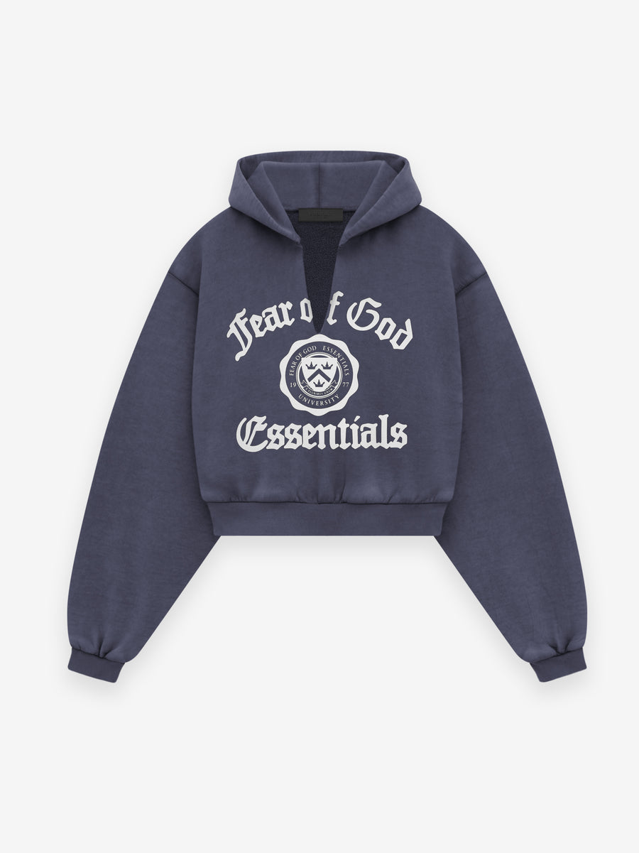 Women's Heavy Fleece Cropped V-Neck Hoodie - Fear of God