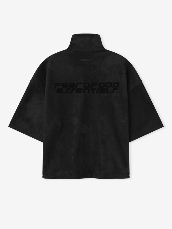 Suede Fleece High Neck 3/4 Sleeve Jacket