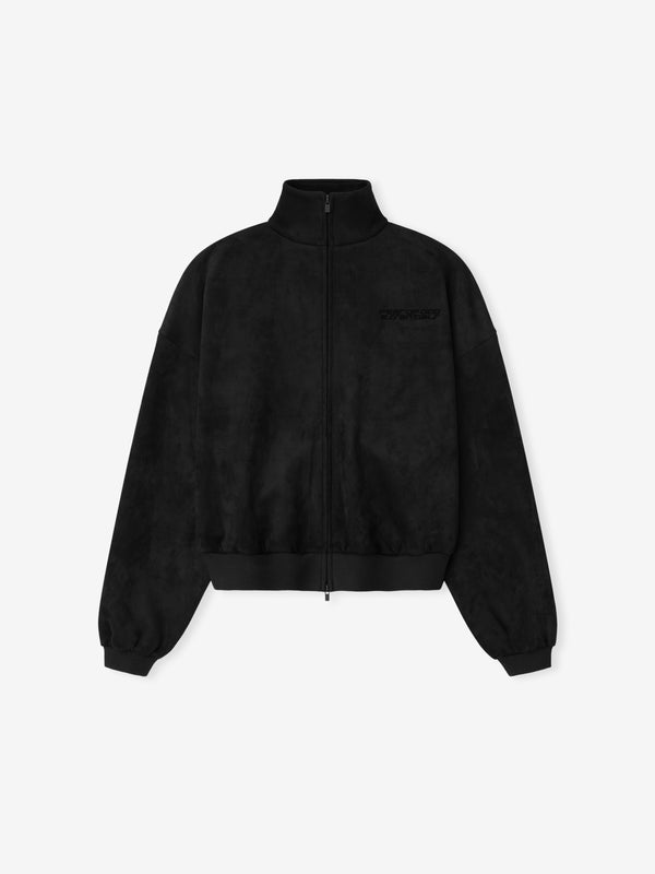 Womens Suede Fleece Vintage Track Jacket