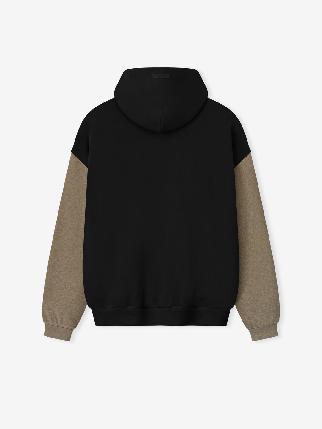 Back view of Steelers Sport Hoodie with black body and contrasting homestead heather brown sleeves and hood, gallery 0