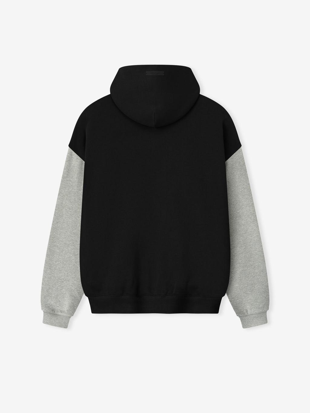 Back view of Raiders Sport Hoodie in black with contrasting concrete heather grey sleeves and fitted cuffs