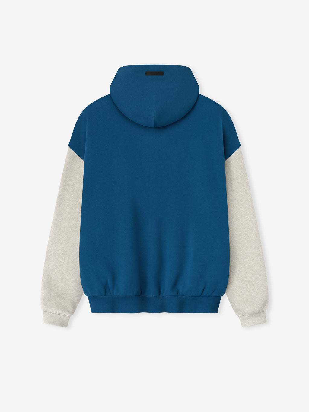 Back view of Lions Sport Hoodie in blue sapphire with contrasting heather stone sleeves and elastic waistband